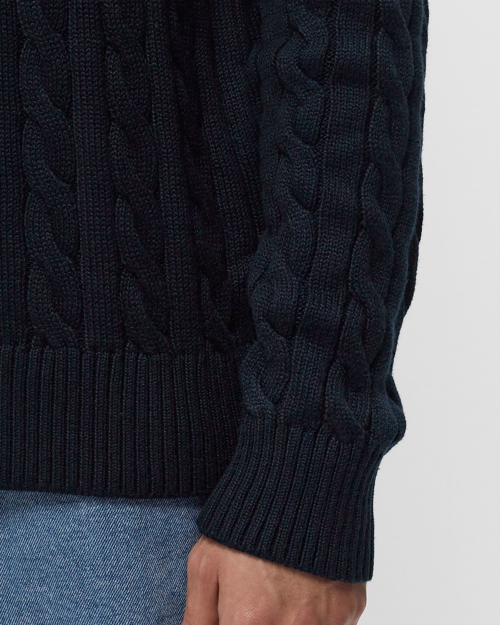CABLE-KNIT COTTON QUARTER-ZIP JUMPER