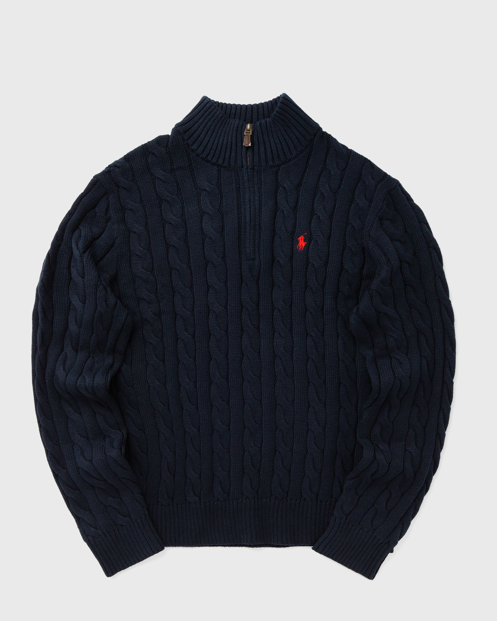 CABLE-KNIT COTTON QUARTER-ZIP JUMPER