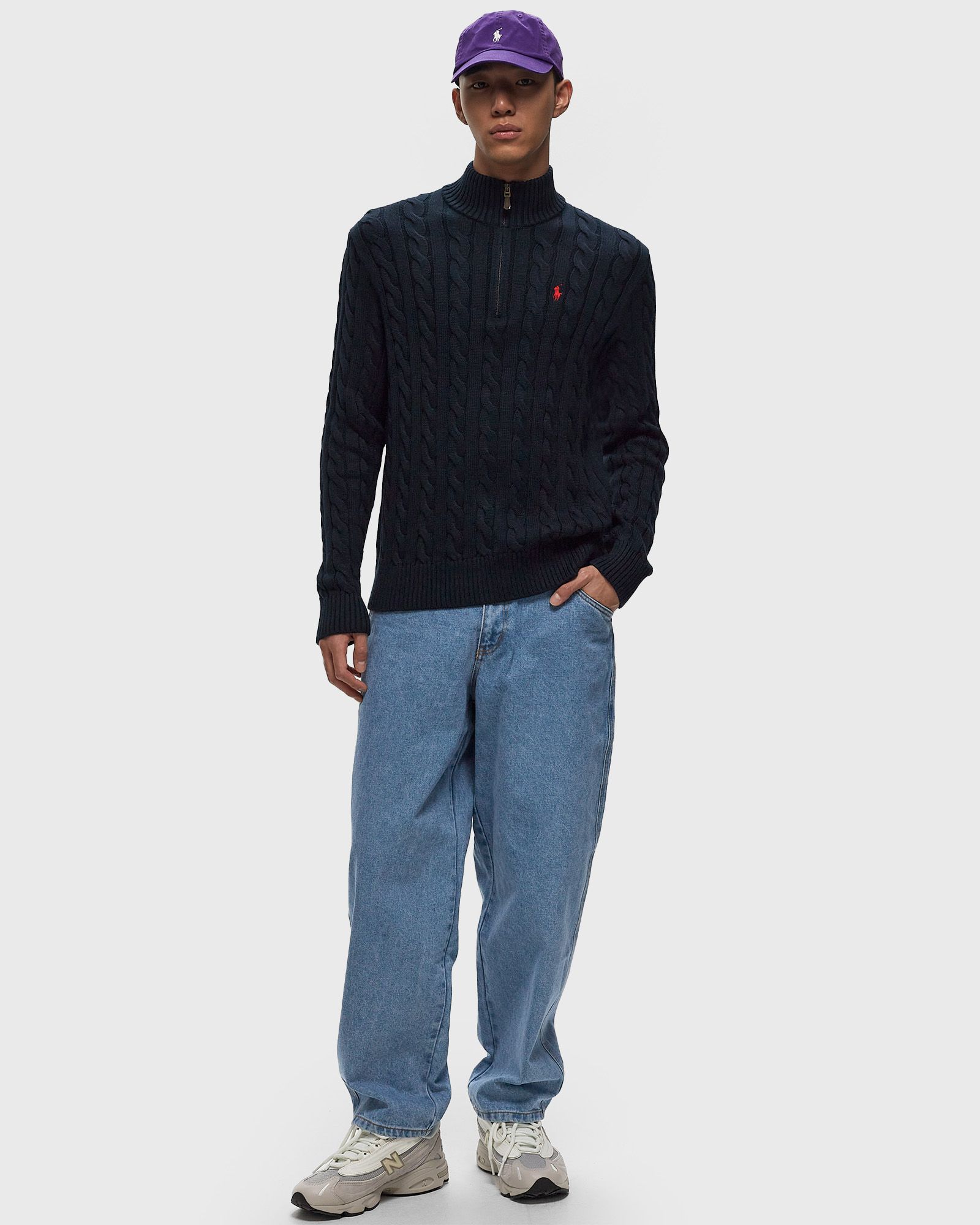 Polo Ralph Lauren CABLE-KNIT COTTON QUARTER-ZIP JUMPER Blue