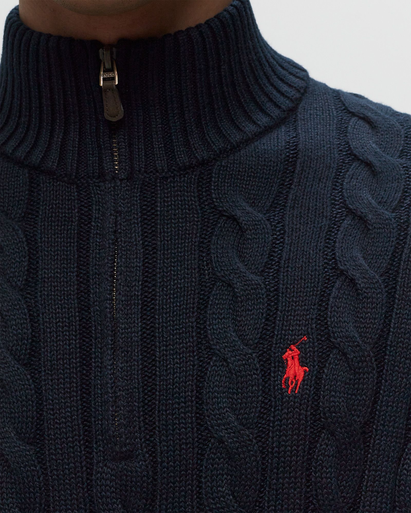 CABLE-KNIT COTTON QUARTER-ZIP JUMPER