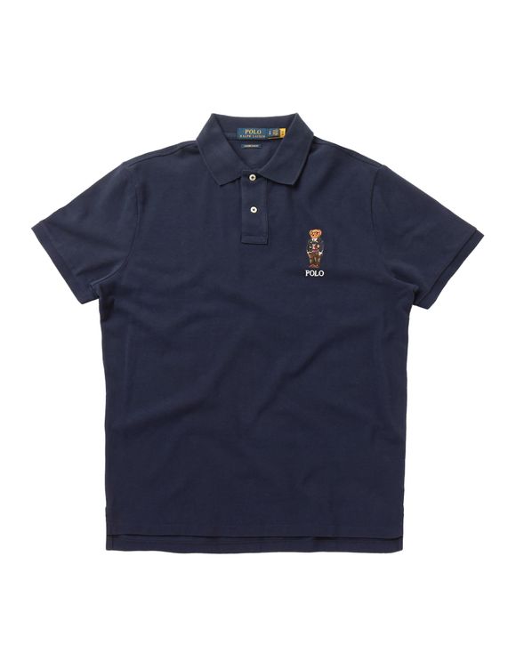Polo Ralph Lauren Custom Slim Fit Polo Bear Mesh Polo Blue