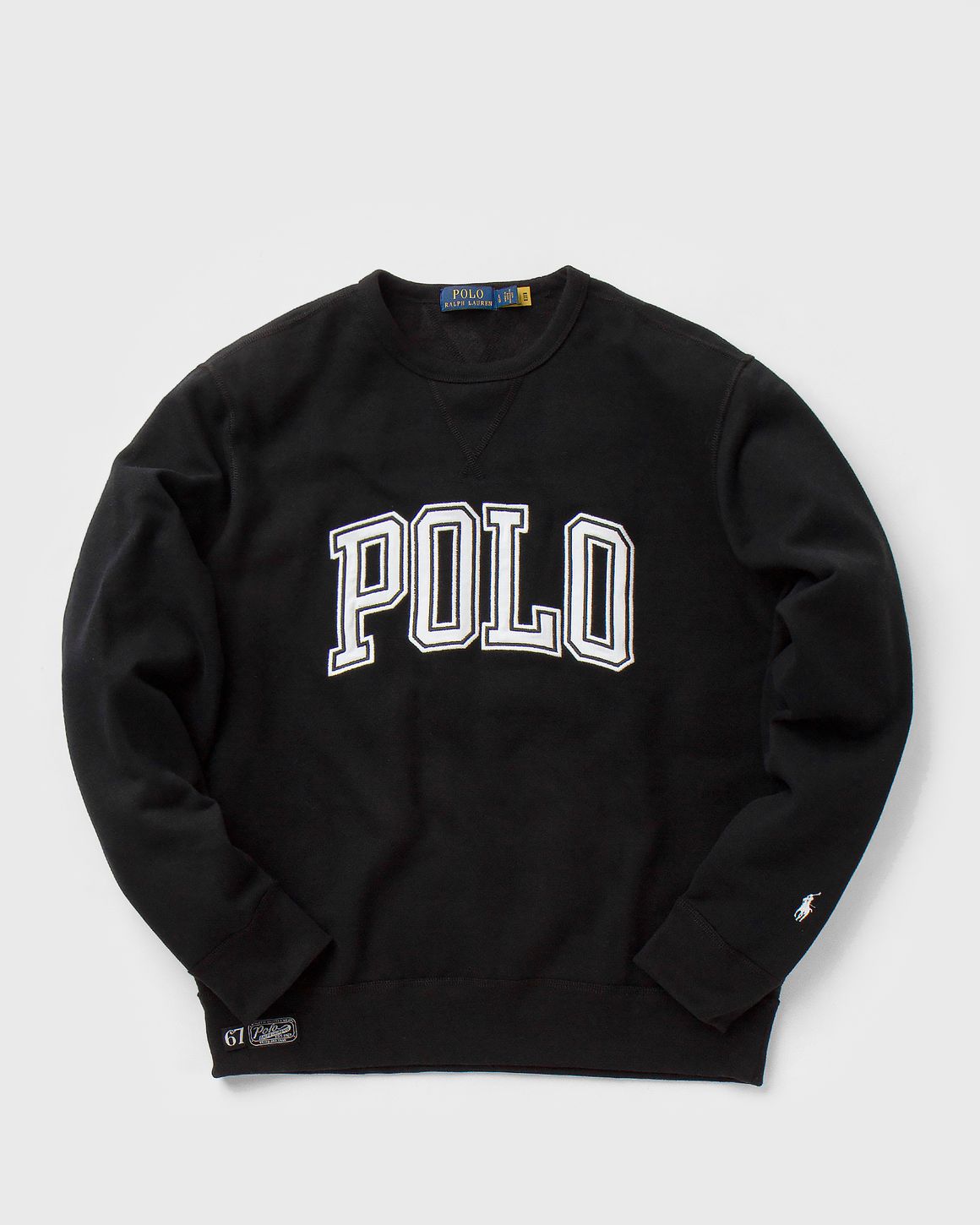 Polo Ralph Lauren Patch Spell online Out Logo Collegiate Sweatshirt Crewneck Black 3XB