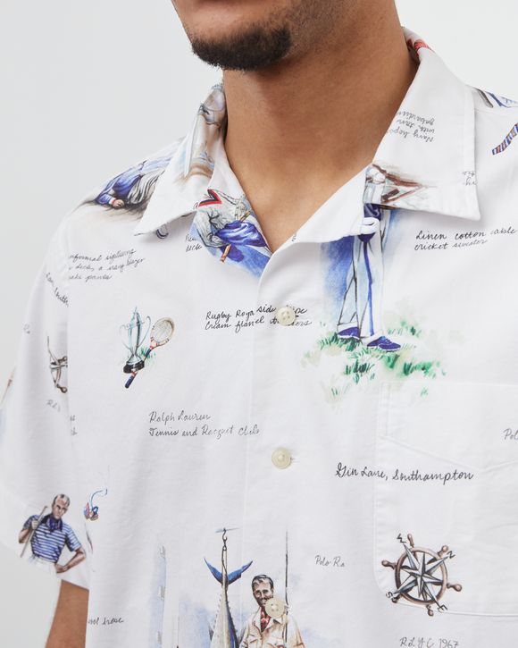憧れの Lauren Ralph Polo Classic Multi Shirt Camp Oxford Print Fit トップス