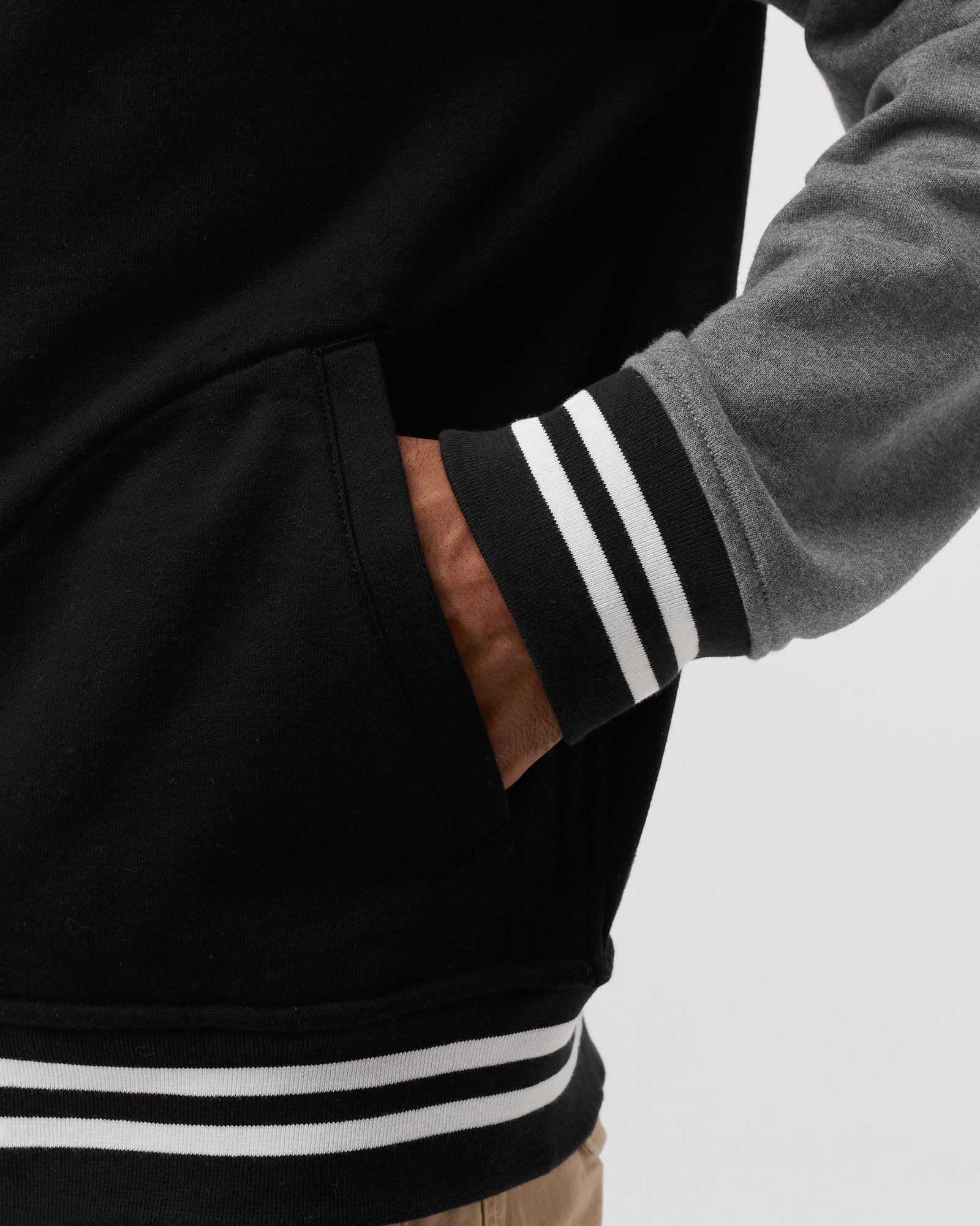 FLEECE HOODED BASEBALL JACKET