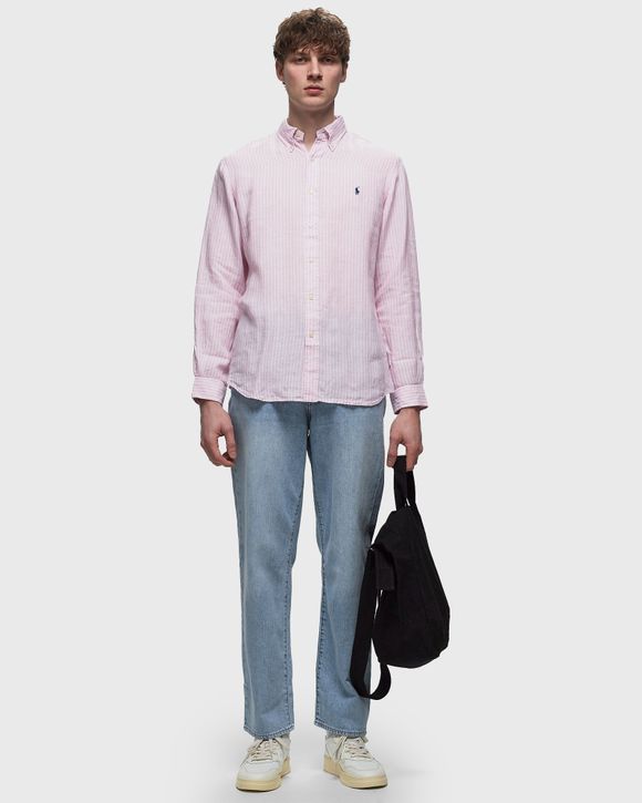 Lauren Ralph Lauren Tunic Top XS Pink 100% Linen Long Sleeve
