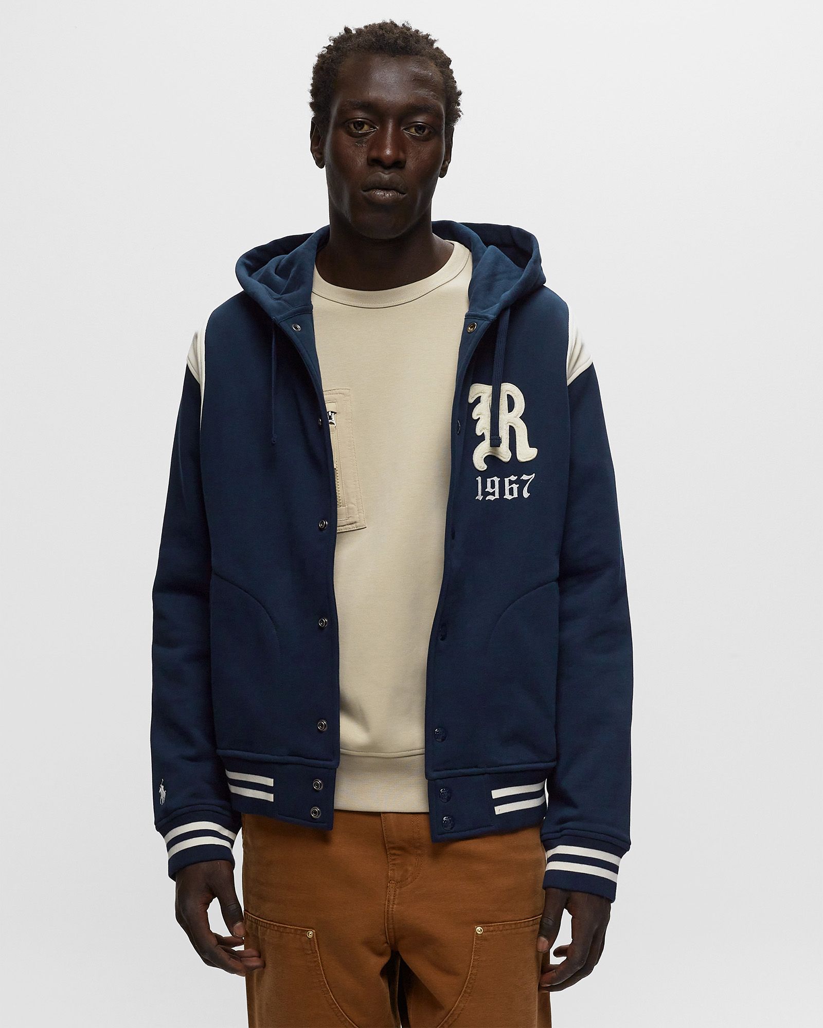 BASEBLHOODM1-L/S HOODED BASEBALL JACKET
