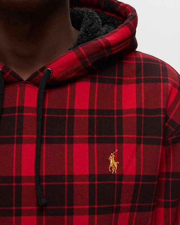 Red and black checkered zip up clearance hoodie