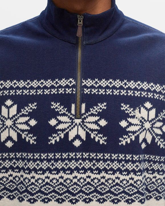 Polo Ralph Lauren LONG SLEEVE HALF ZIP Blue/Beige | BSTN Store