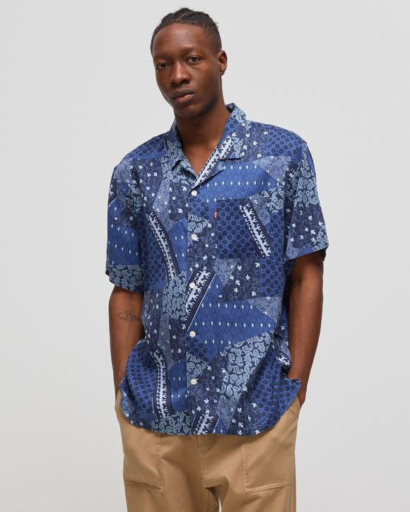 Levis THE SUNSET CAMP SHIRT Blue BANDANA COLLAGE TONAL MOONLIGHT BLU