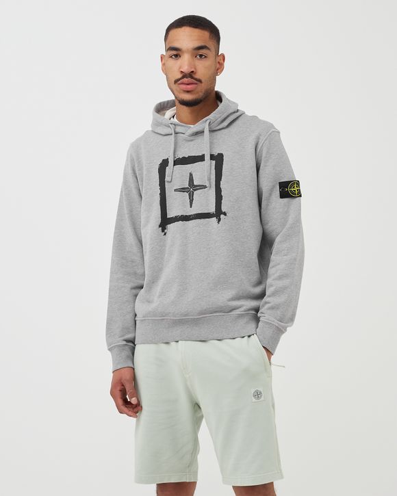 Stone Island Stencil Hoodie Grey POLVERE MELANGE