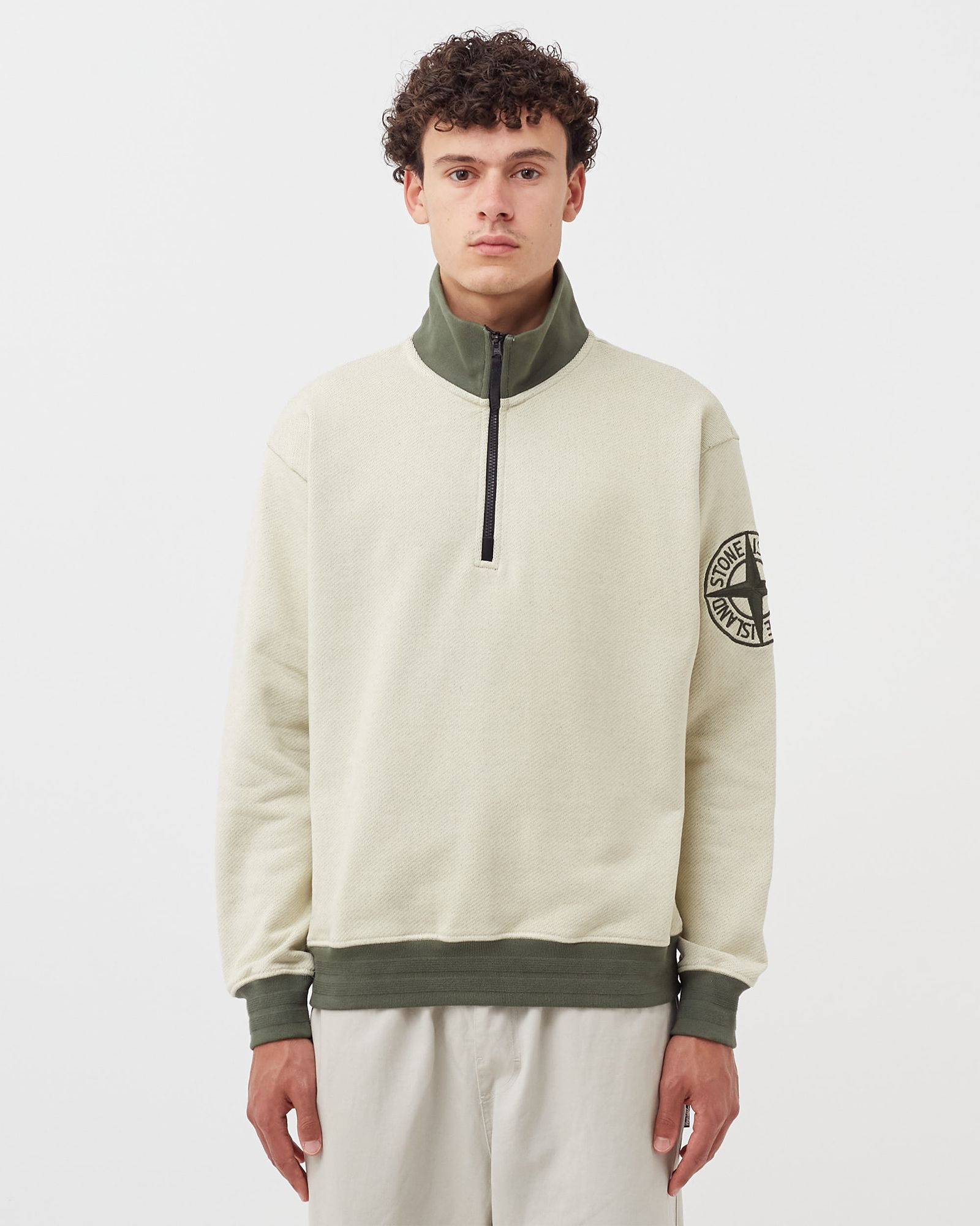 DIAGONAL WEAVED POLYESTER COTTON FLEECE ZIP Sweatshirt