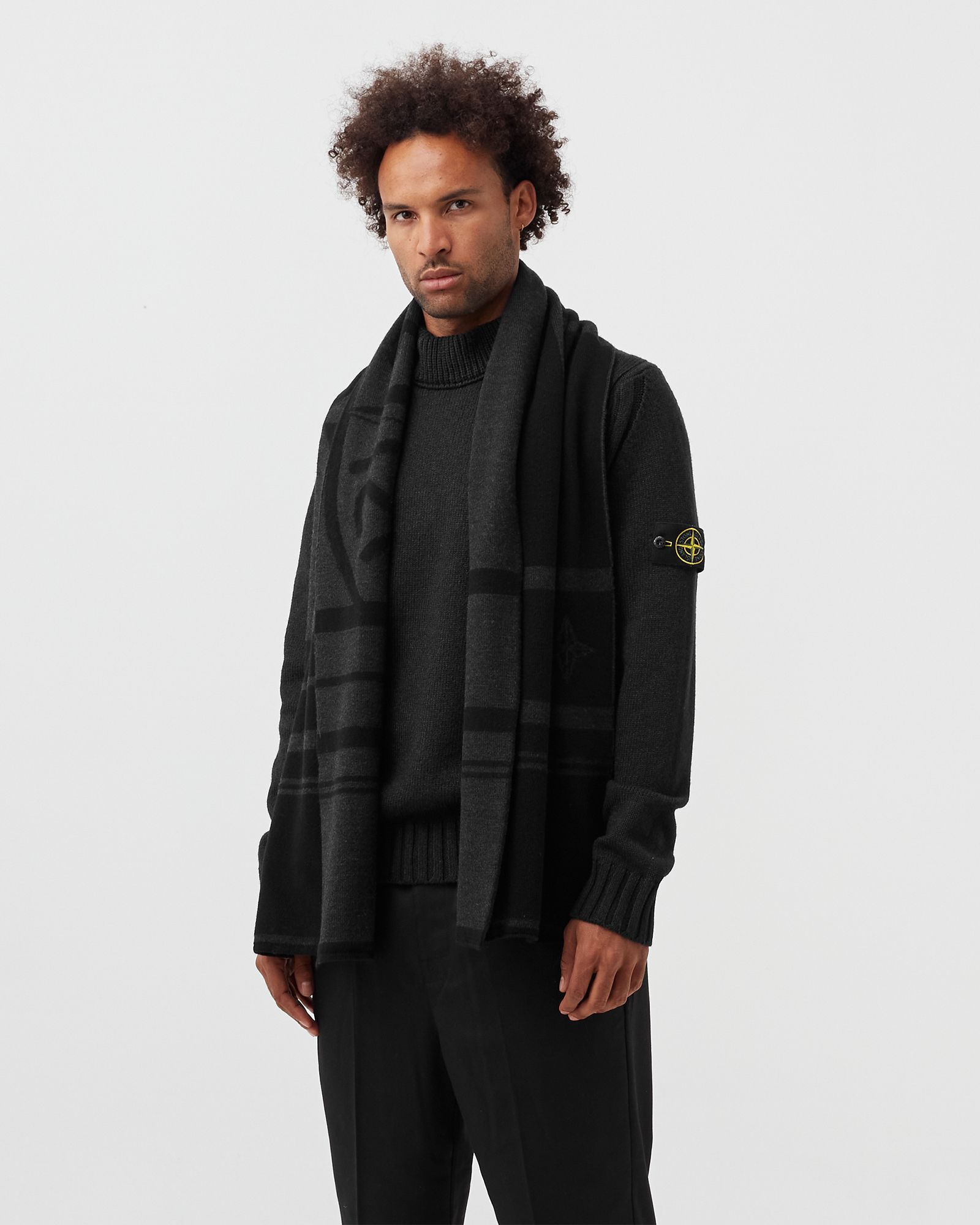 WOOL NYLON MIXED YARNS WITH GRAPHICS SCARF (170 x 38 cm)