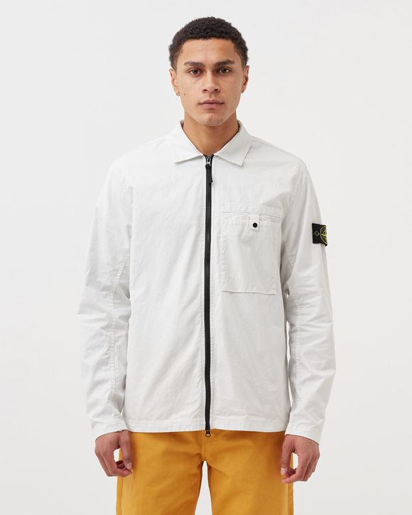 Stone Island Supima Cotton Twill Strech-TC Overshirt Grey - GHIACCIO