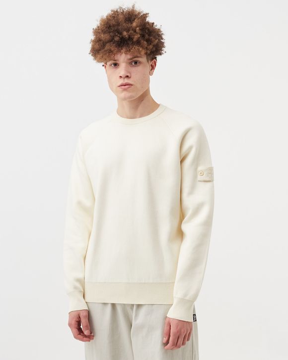 Stone Island Soft Cotton Double Face Construction Knit Sweater White - BCO  NATURALE