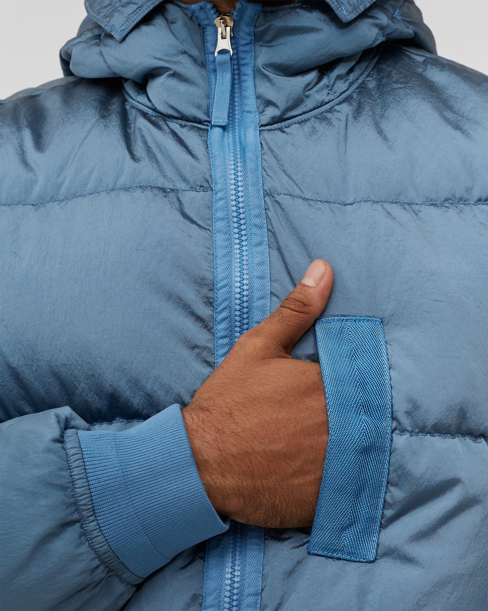 Real Down Jacket Nylon Metal In Econyl