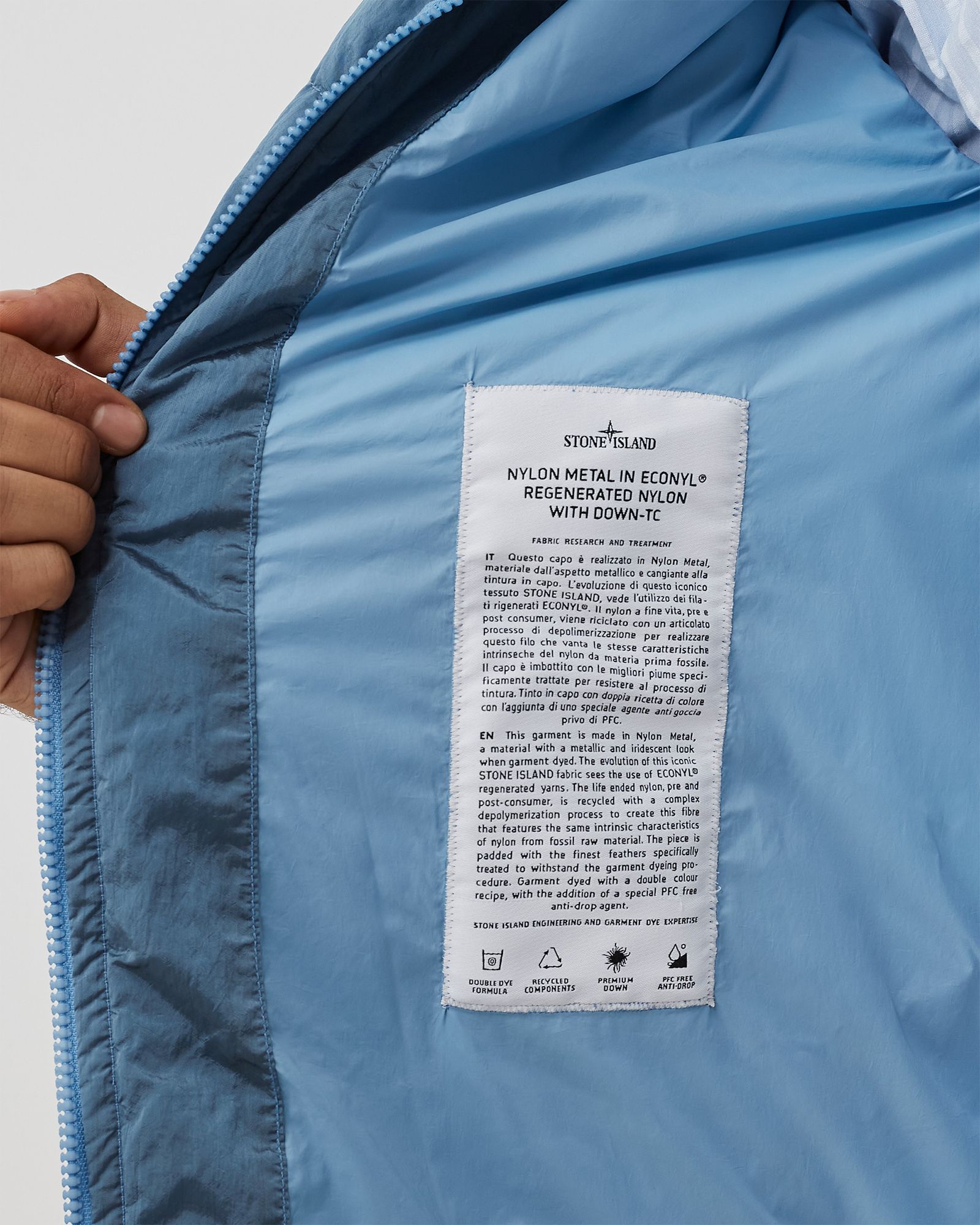 Real Down Jacket Nylon Metal In Econyl