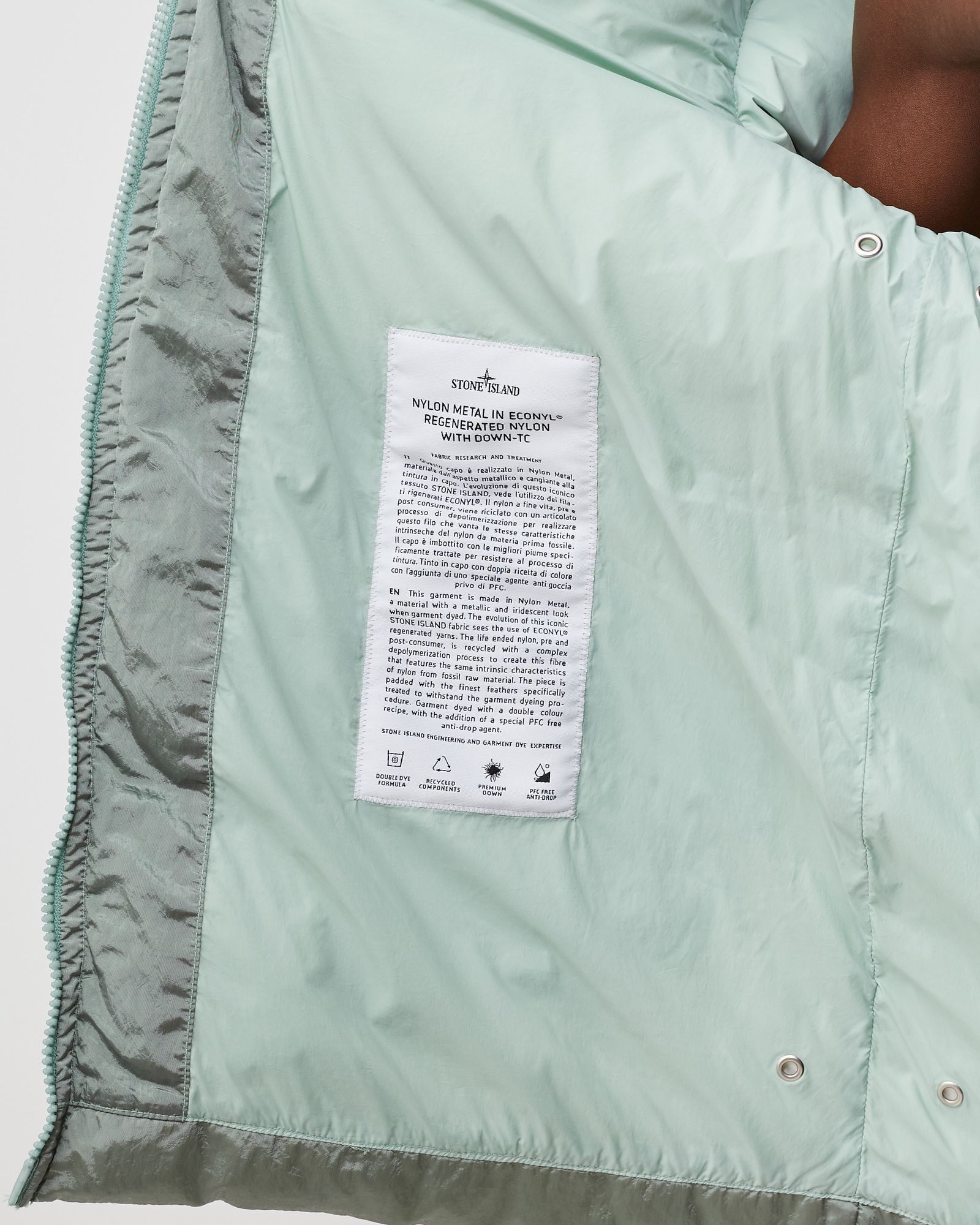 Real Down Jacket Nylon Metal In Econyl