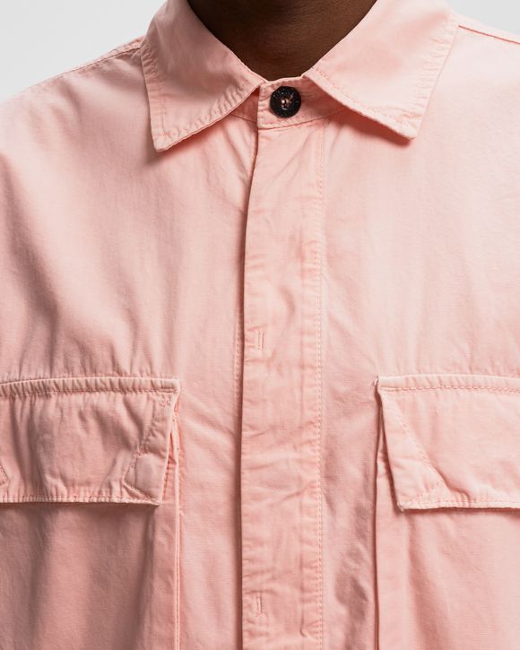 Stone island brushed shop canvas overshirt rosa