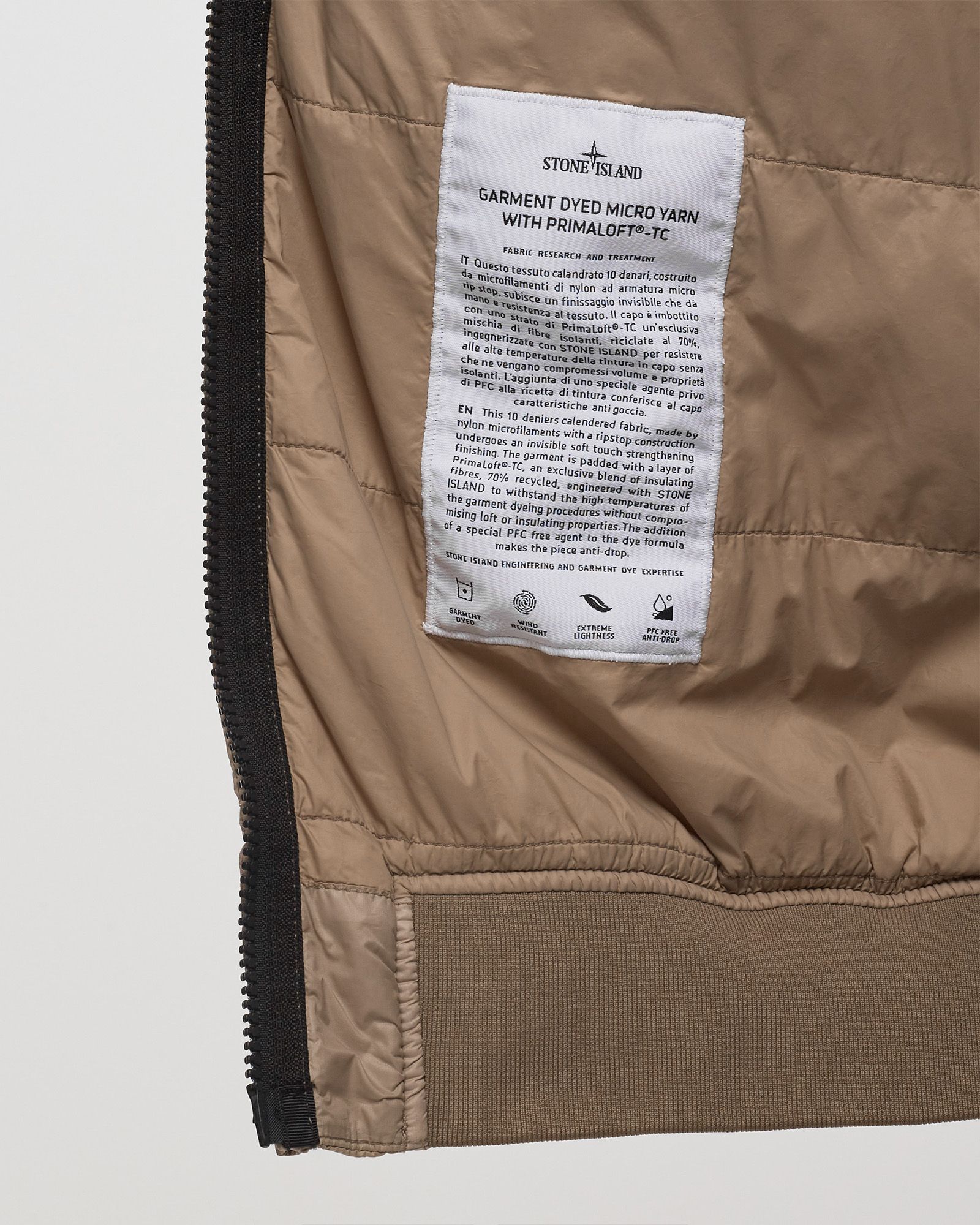 Packable Blouson Garment  Dyed Micro Yarn with Primaloft