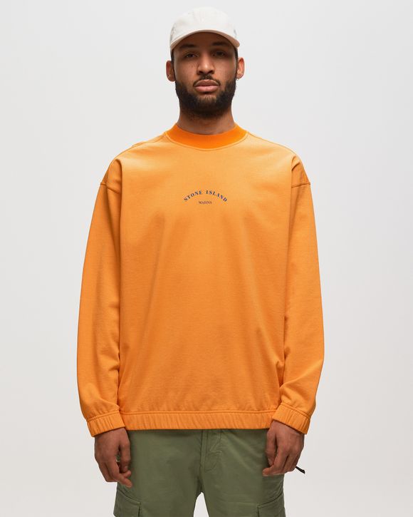 Stone Island Crewneck Cotton Nylon Terry Fleece Stone Island Marina Orange BSTN Store