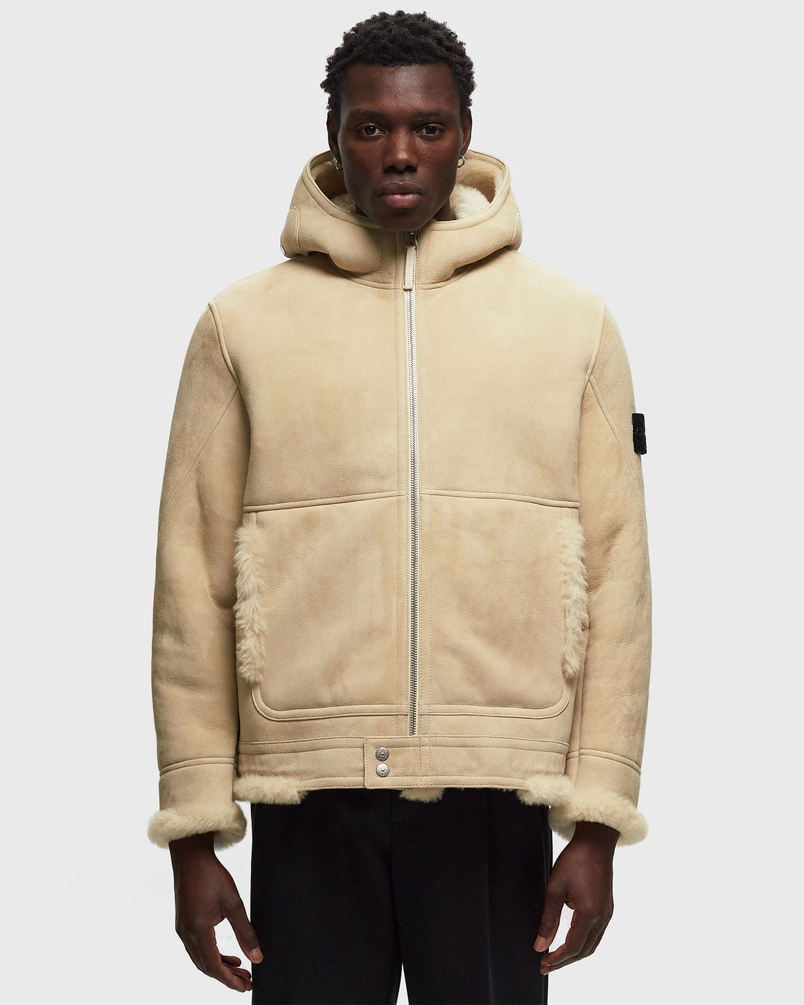 Stone Island REAL LEATHER BLOUSON SUEDE SHEEPSKIN White BSTN Store