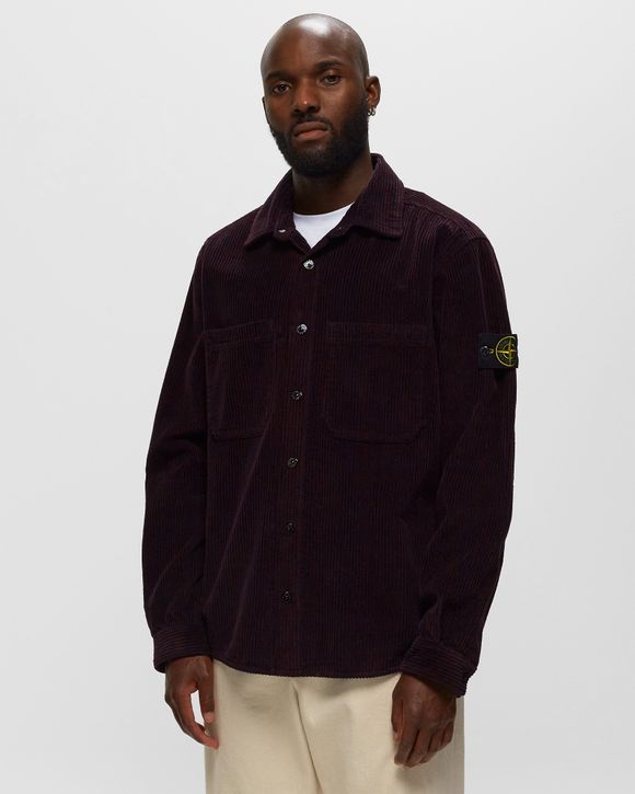 Stone Island OVERSHIRT CORDUROY 400, GARMENT DYED Red - Dark Burgundy