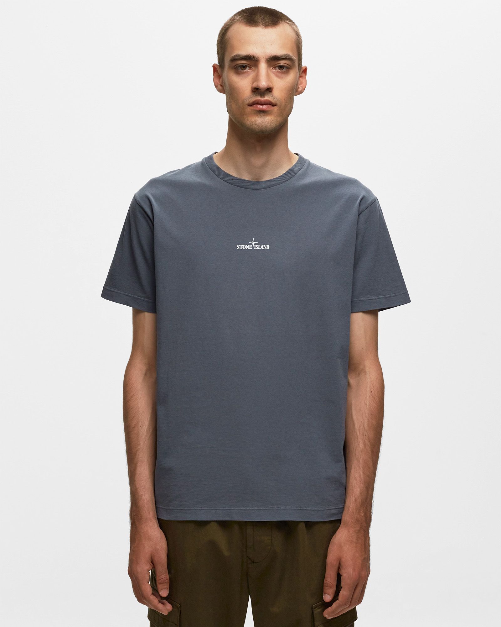 TEE COTTON JERSEY, 'STAMP TWO' PRINT, GARMENT DYED