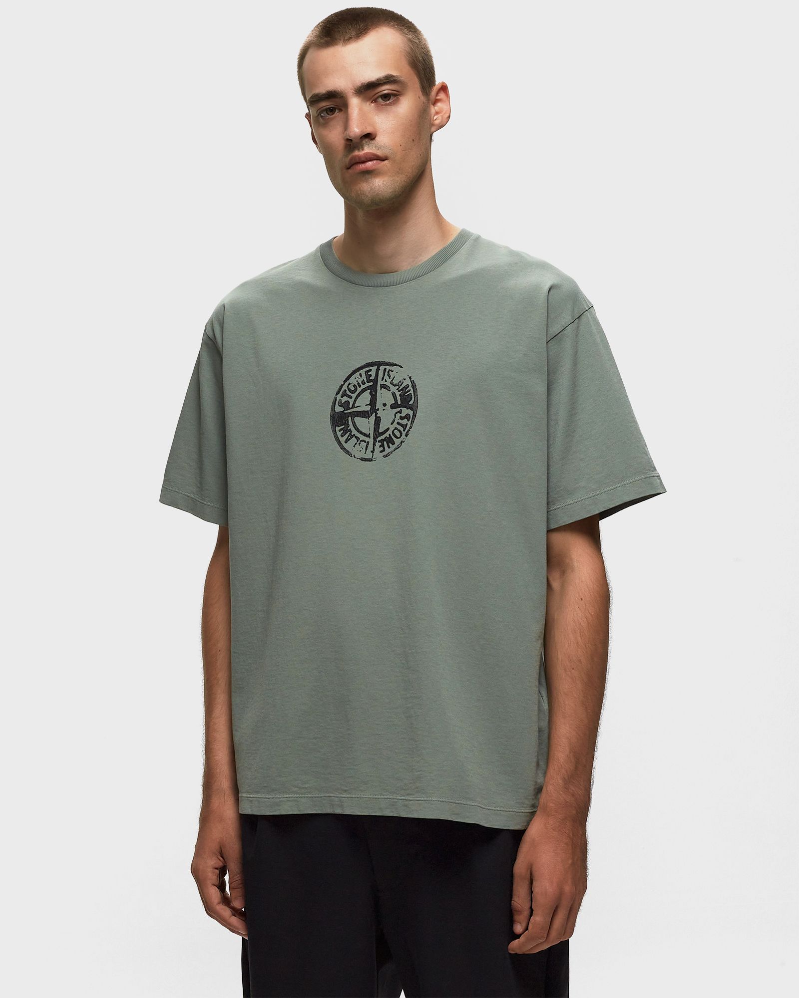 TEE COTTON JERSEY, 'STAMP THREE' PRINT, GARMENT DYED