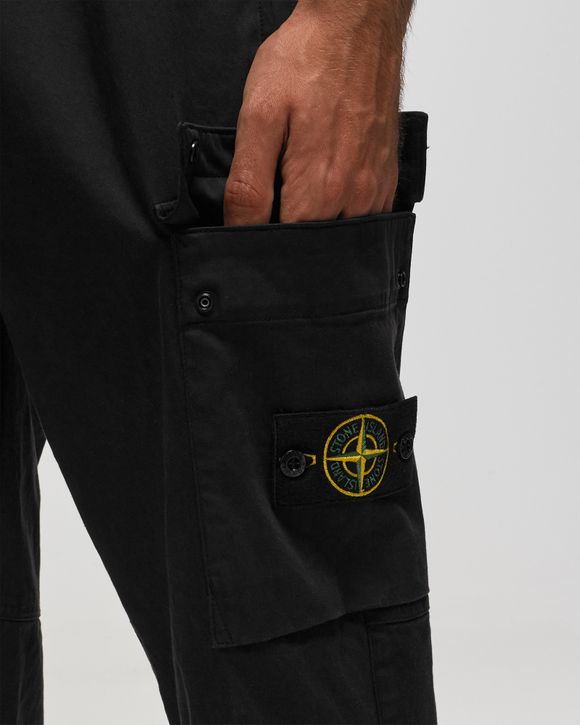 Stone Island PANTS STRETCH COTTON WOOL SATIN, GARMENT DYED Black