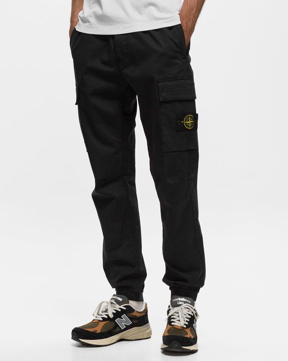 Stone Island PANTS STRETCH COTTON WOOL SATIN, GARMENT DYED Black