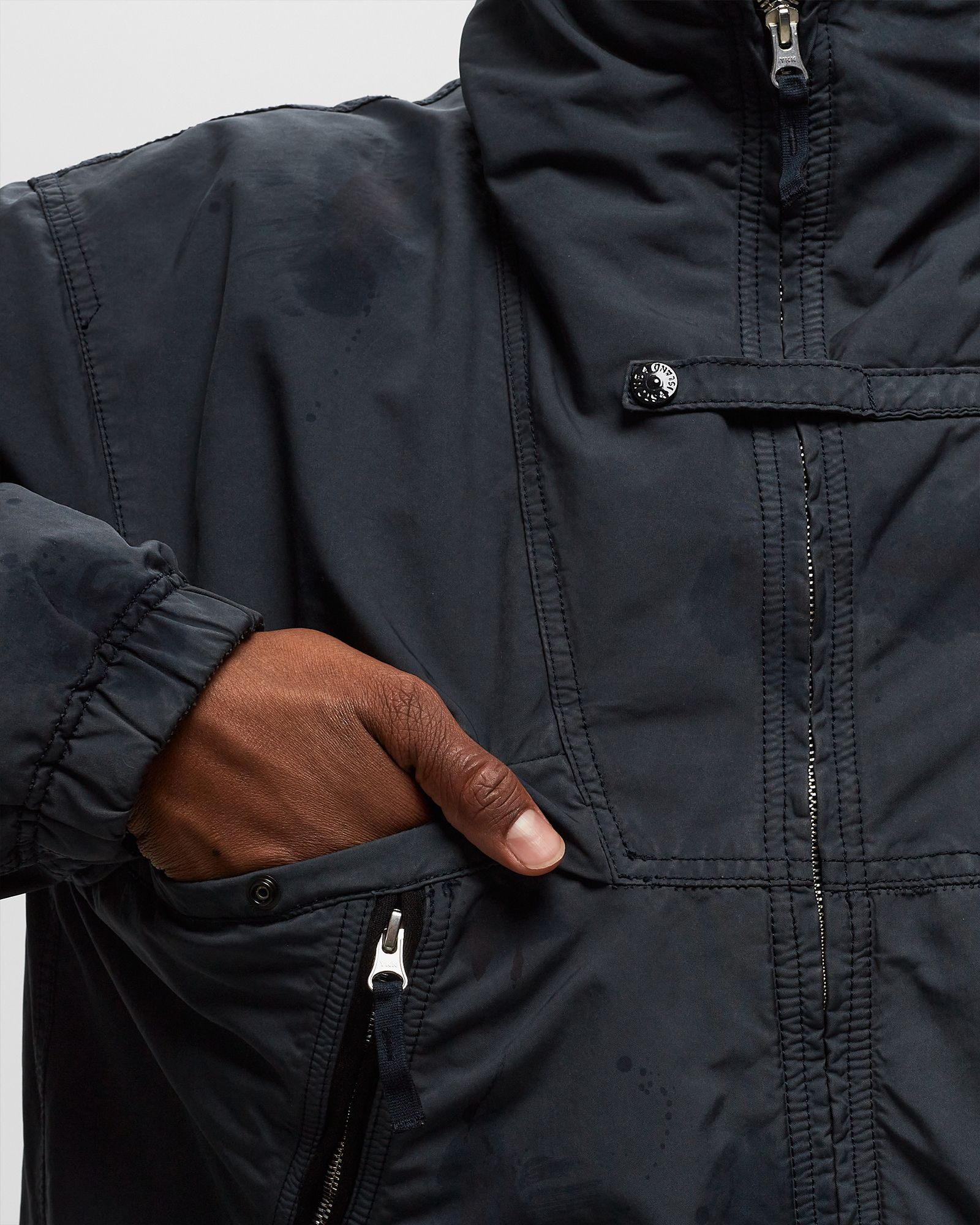 REAL DOWN JACKET HAND COLOURING ON DAVID-TC., GARMENT DYED + HANDMADE TREATMENT