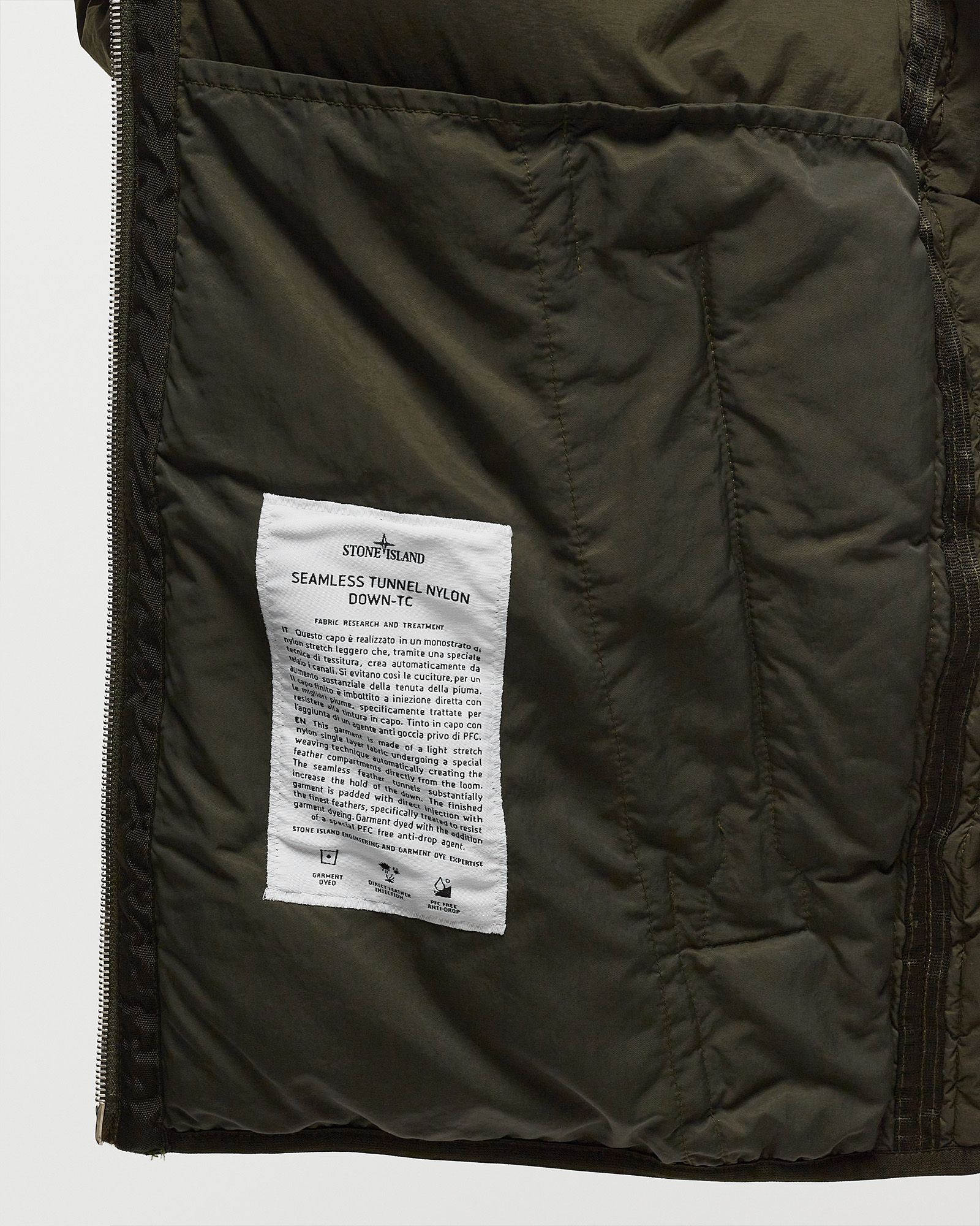 REAL DOWN JACKET SEAMLESS TUNNEL NYLON DOWN - TC, GARMENT DYED