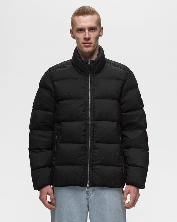 Black Seamless Tunnel Down Jacket by Stone Island on Sale