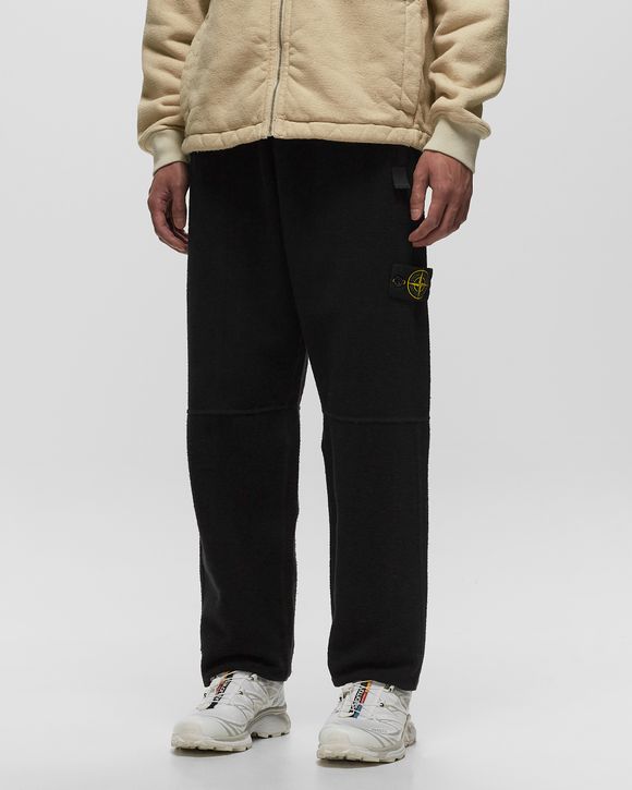 Stone Island FLEECE PANTS GAUZED COTTON AND NYLON, GARMENT DYED Black