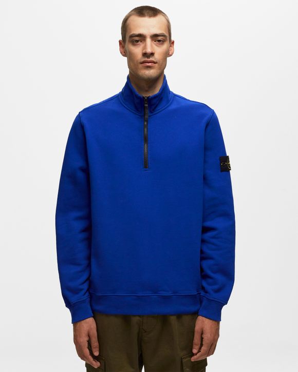 Stone Island SWEAT-SHIRT BRUSHED COTTON FLEECE, GARMENT DYED Blue - BRIGHT  BLUE