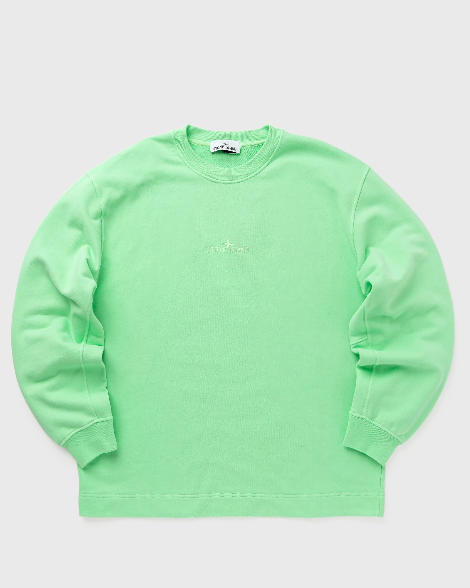 Stone Island - sweat-shirt brushed cotton fleece, garment dyed men sweatshirts green in größe:l