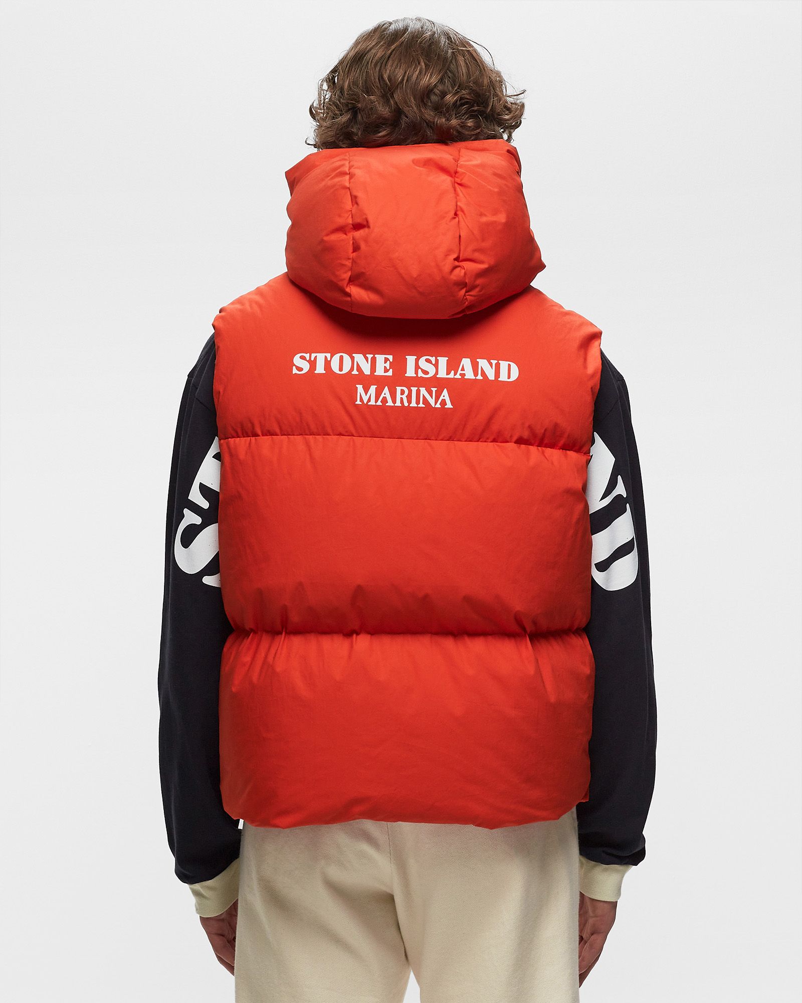 SLEEVELESS REALDOWN JACKET RUBBER WAX POPLIN DOWN_ STONE ISLAND MARINA