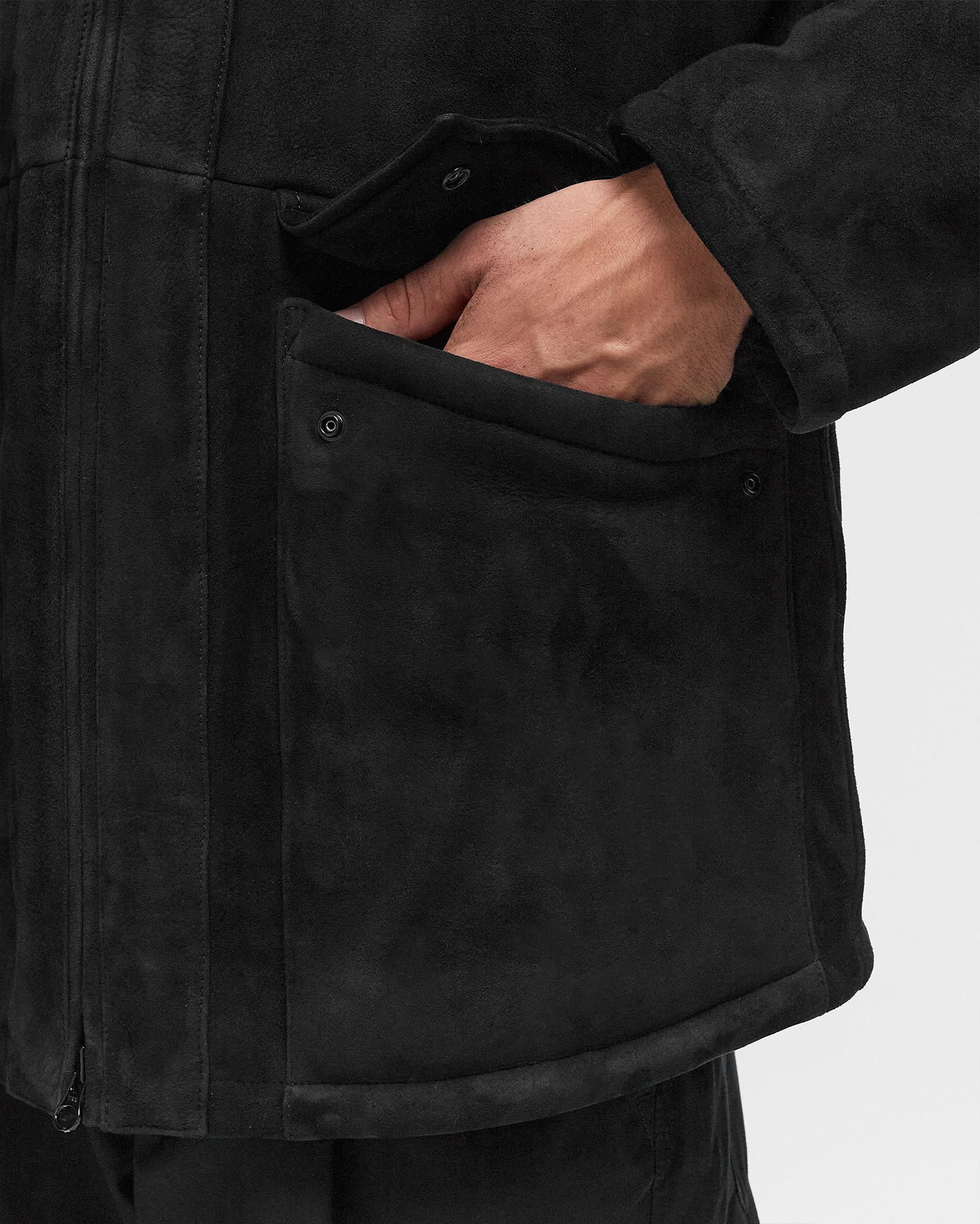 GHOST SUEDE SHEEPSKIN HOODED JACKET