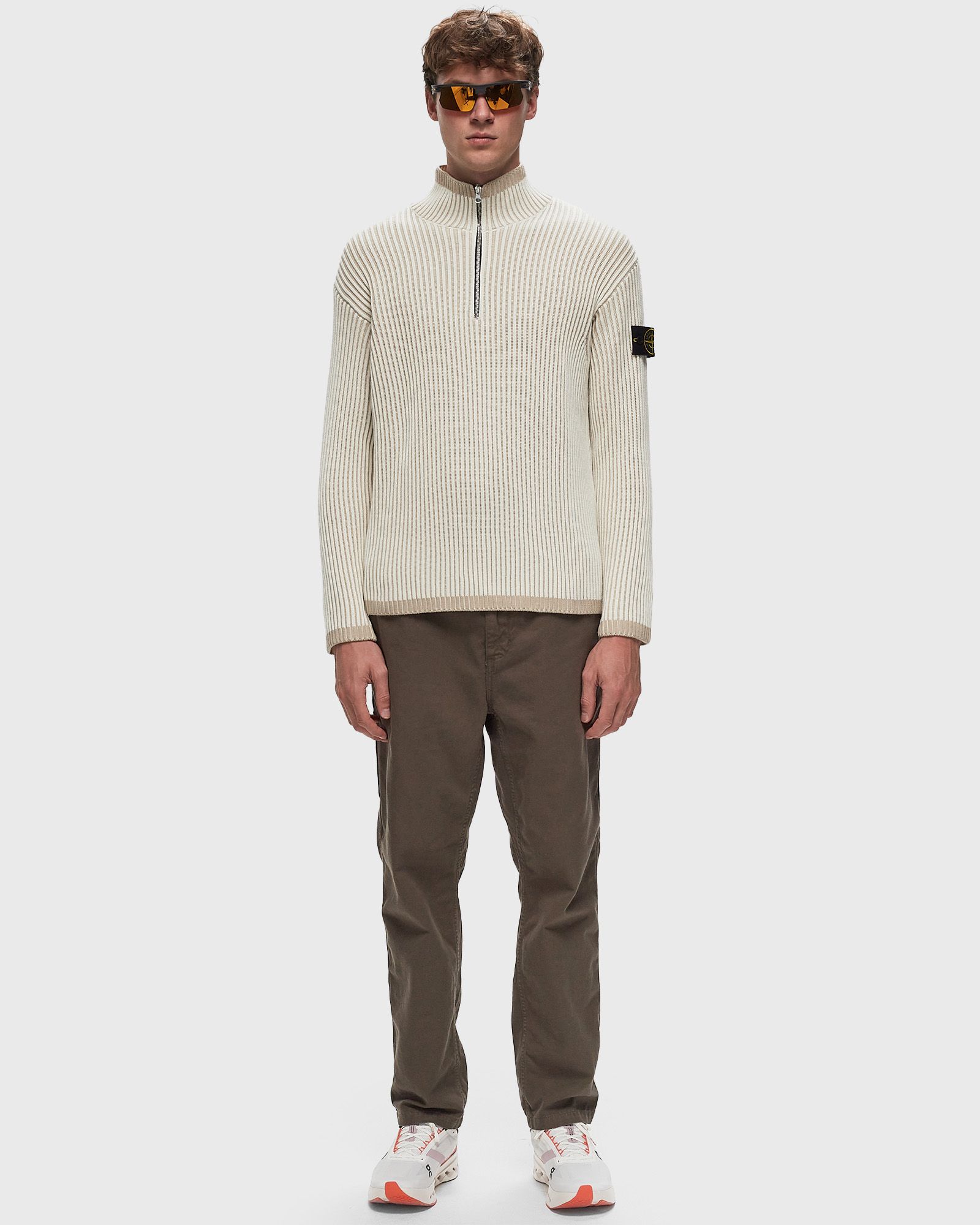 新品 STONE  HARF ZIP RIB KNIT セーター L STONE ISLAND FULL RIB PURE WOOL HALF ZIP KNIT - X Clothing