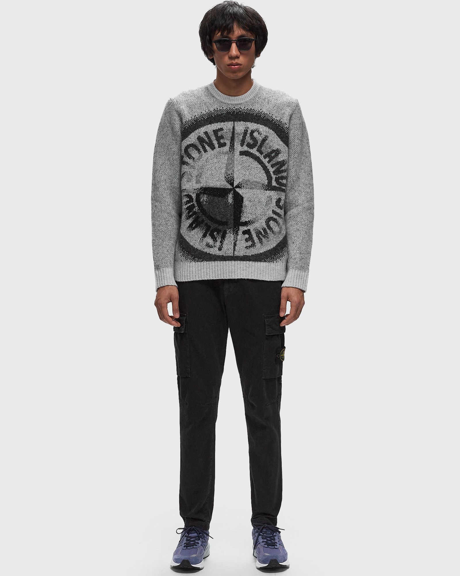 GAUZED EFFECT WOOL BLEND CREWNECK SWEATER