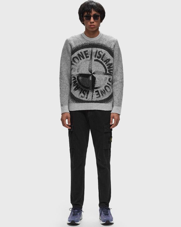 GAUZED EFFECT WOOL BLEND CREWNECK SWEATER