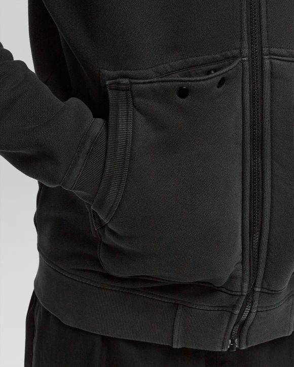 DIAGONAL FLEECE 'OLD' EFFECT FULL ZIP HOODIE