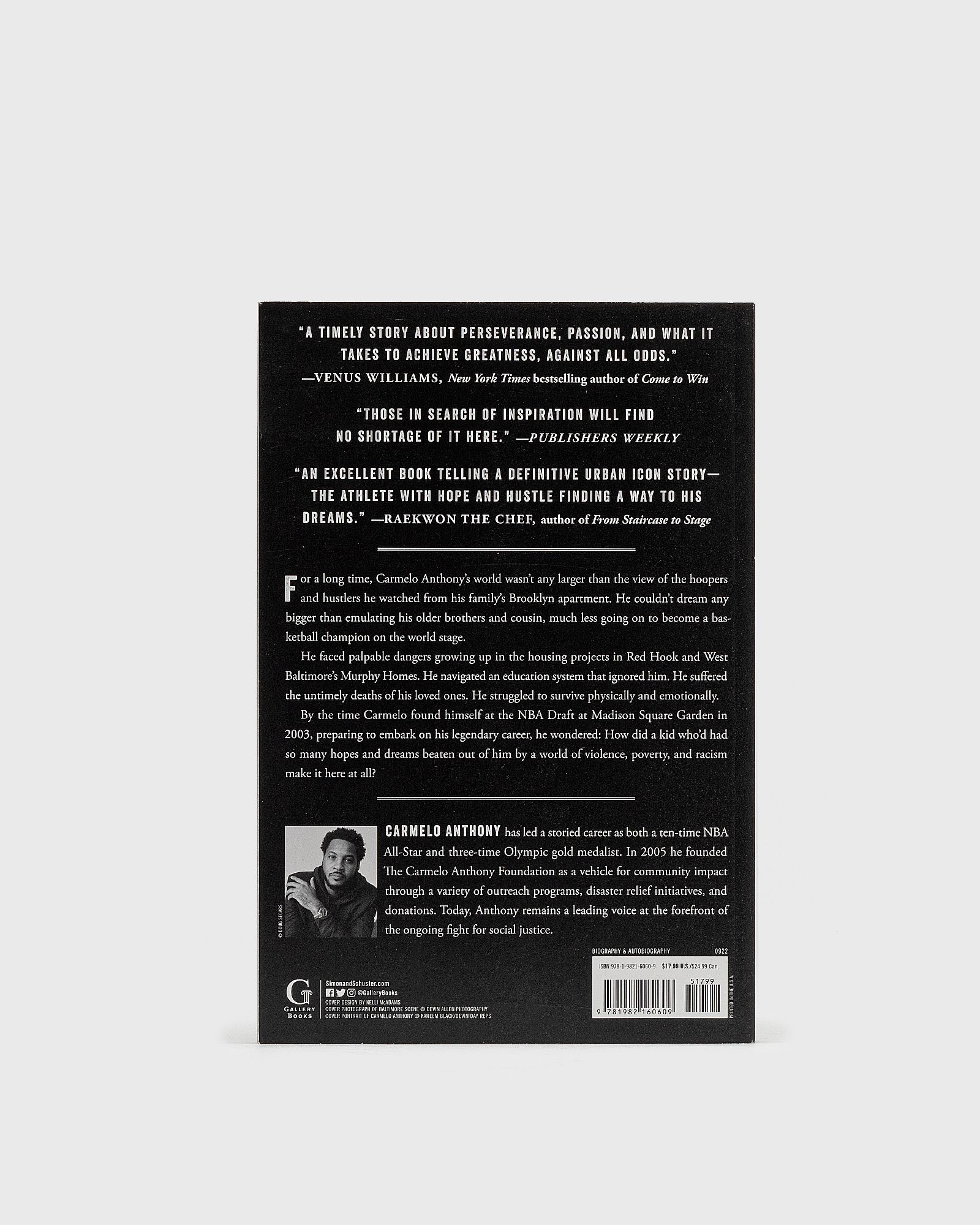 "Where Tomorrows Aren't Promised: A Memoir of Survival and Hope" by Carmelo Anthony