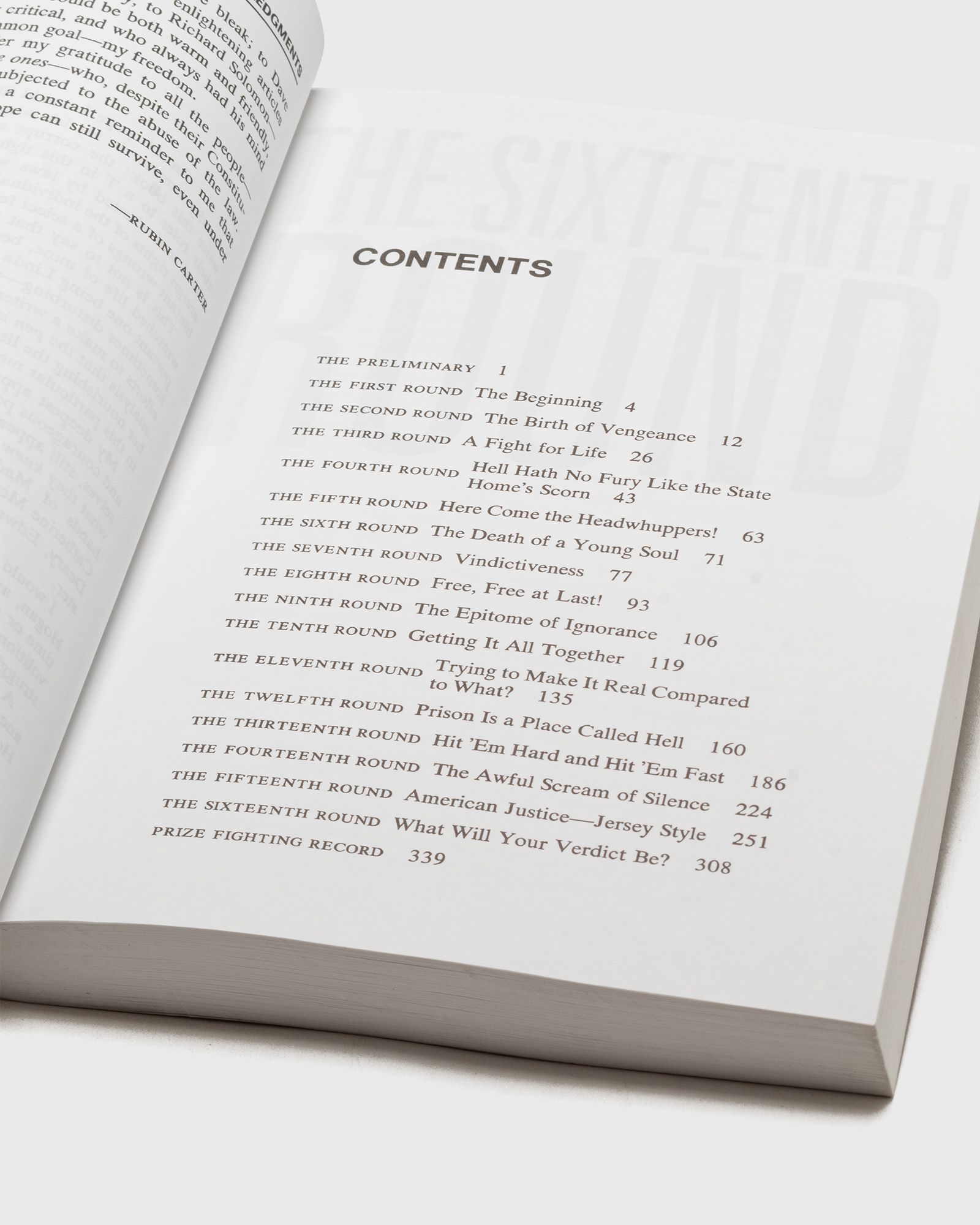 "The Sixteenth Round: From Number 1 Contender to Number 45472" by Rubin Carter