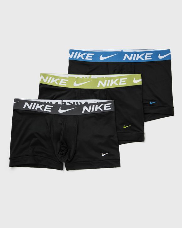 Nike Dri-Fit Essential Microfiber boxer trunks 3 pack in black with  coloured waistband