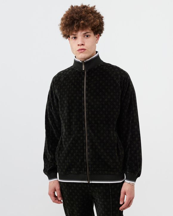 RVNI Berlin RR Monogram Velour Jacket Black - BLACK WITH GREY RR