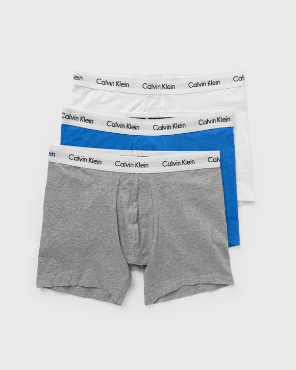 Calvin Klein Boys' Cotton Boxer Briefs 2pk, Blue And Htr Grey, M