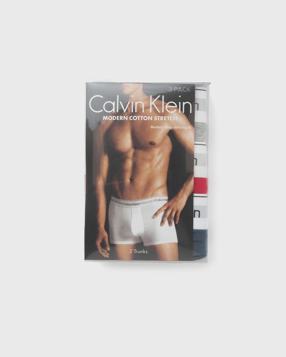 Calvin Klein Modern Cotton 3 Pack Stretch Trunks in Multi