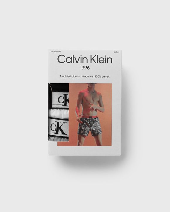 Calvin Klein Underwear 1996 BOXER SLIM 3-PACK Multi - BLACK, WHITE, GREY  HEATHER
