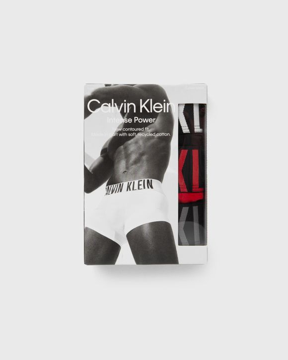 Calvin Klein intense power 2-pack boxers with coloured logo waistband in  black